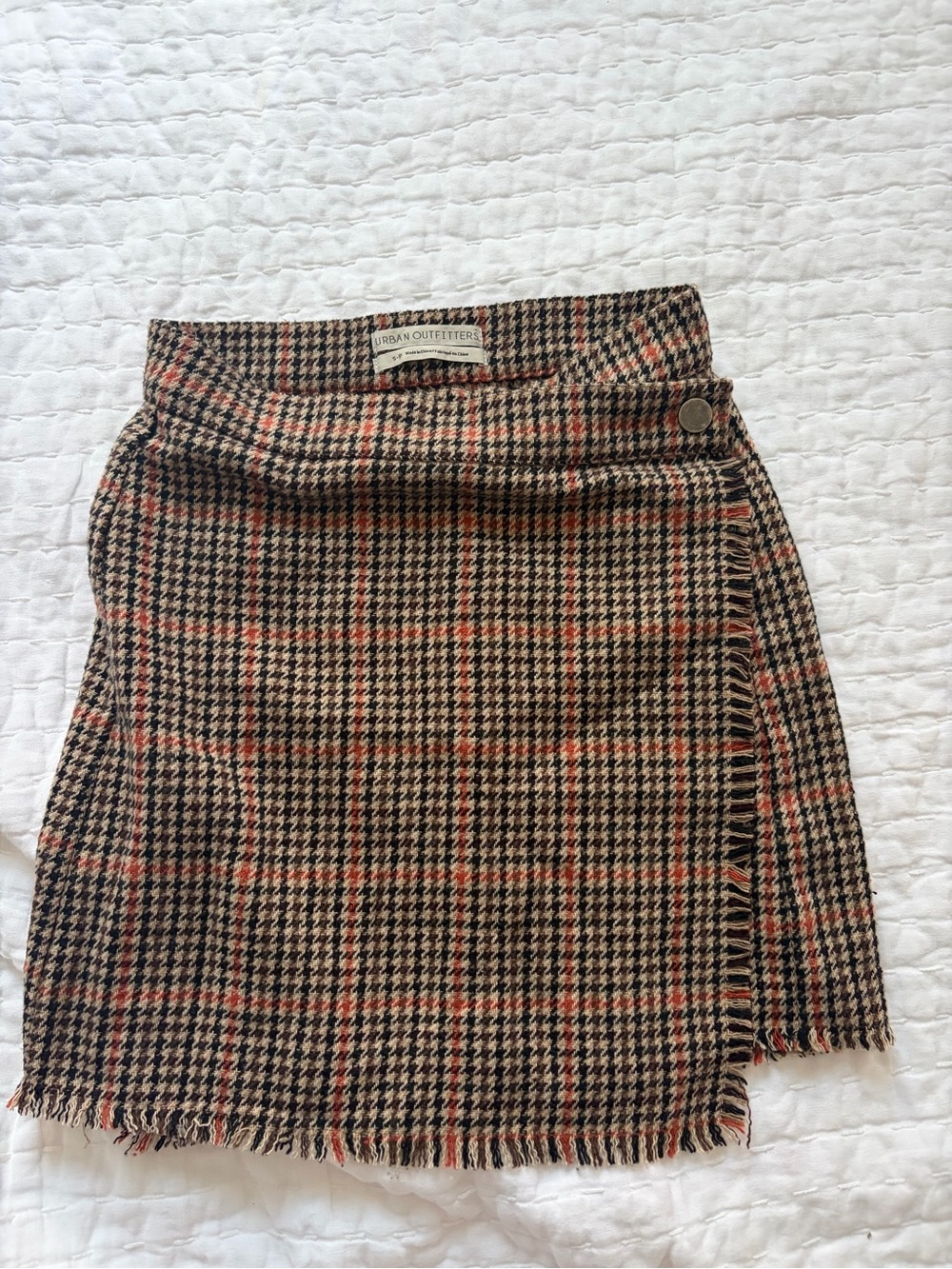 Urban Outfitters Plaid Wrap Mini Skirt - Brown Multi size small never